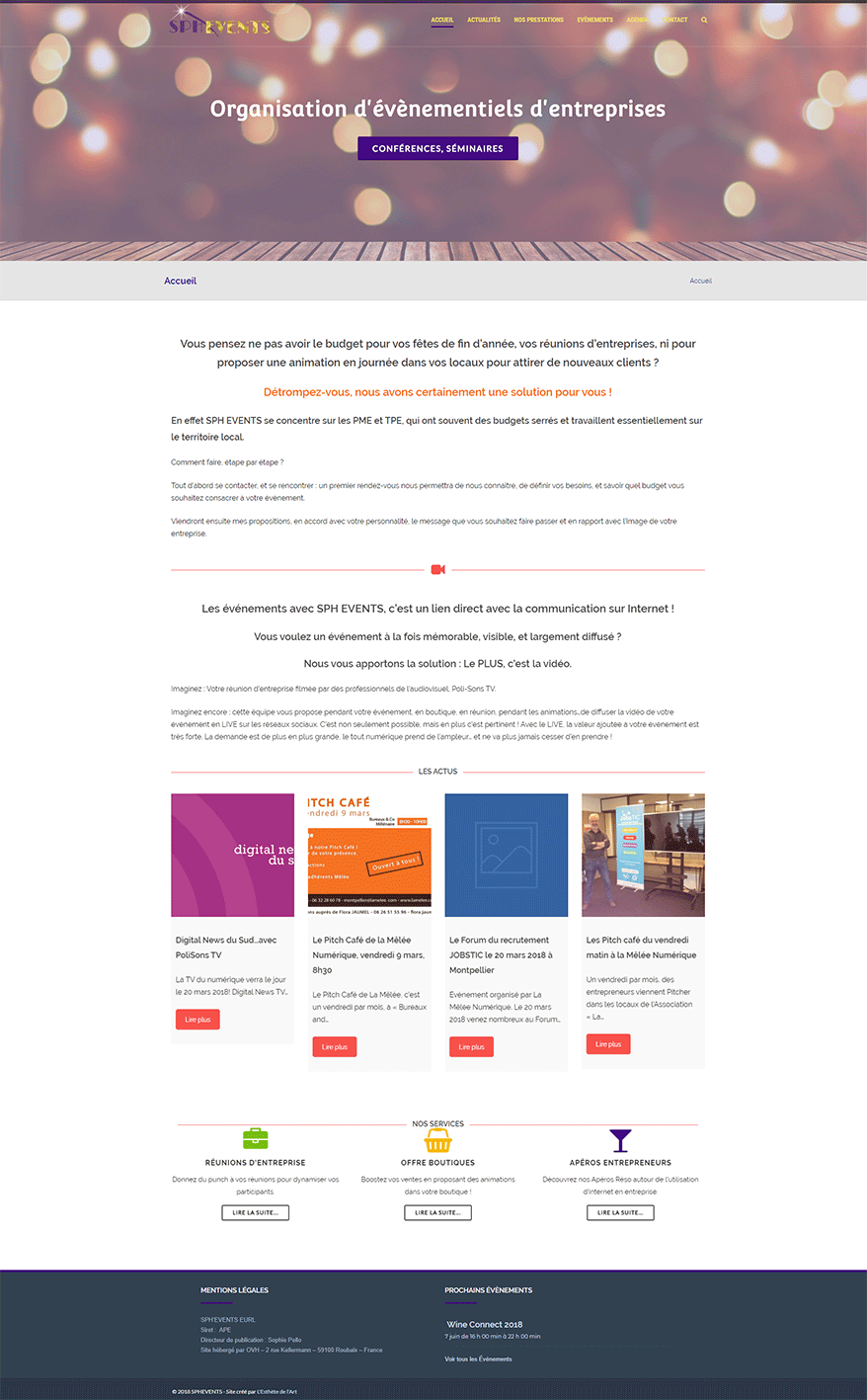 Site Wordpress SPH-EVENTS évènementiels d'entreprise